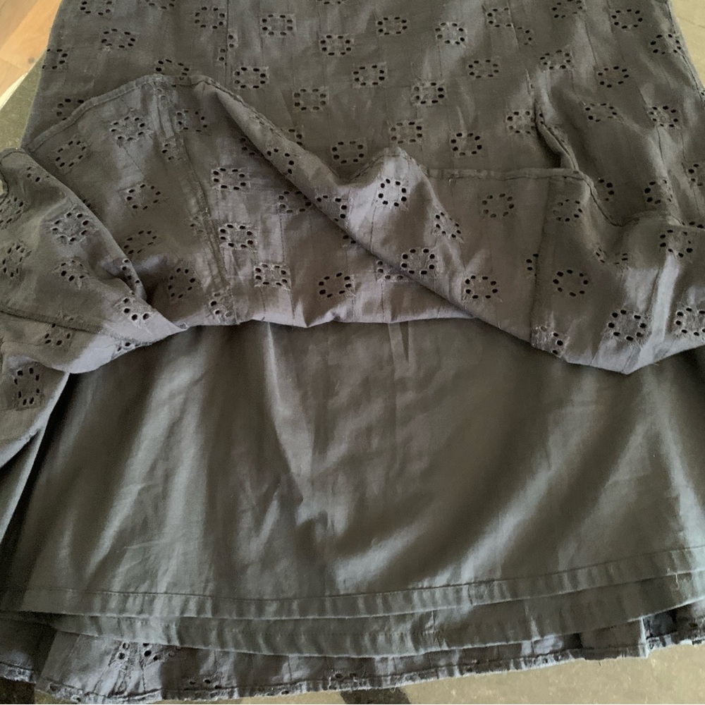 Nine & Co Black Eyelet Cotton Midi Flare Skirt Size 8 - Picture 4 of 7